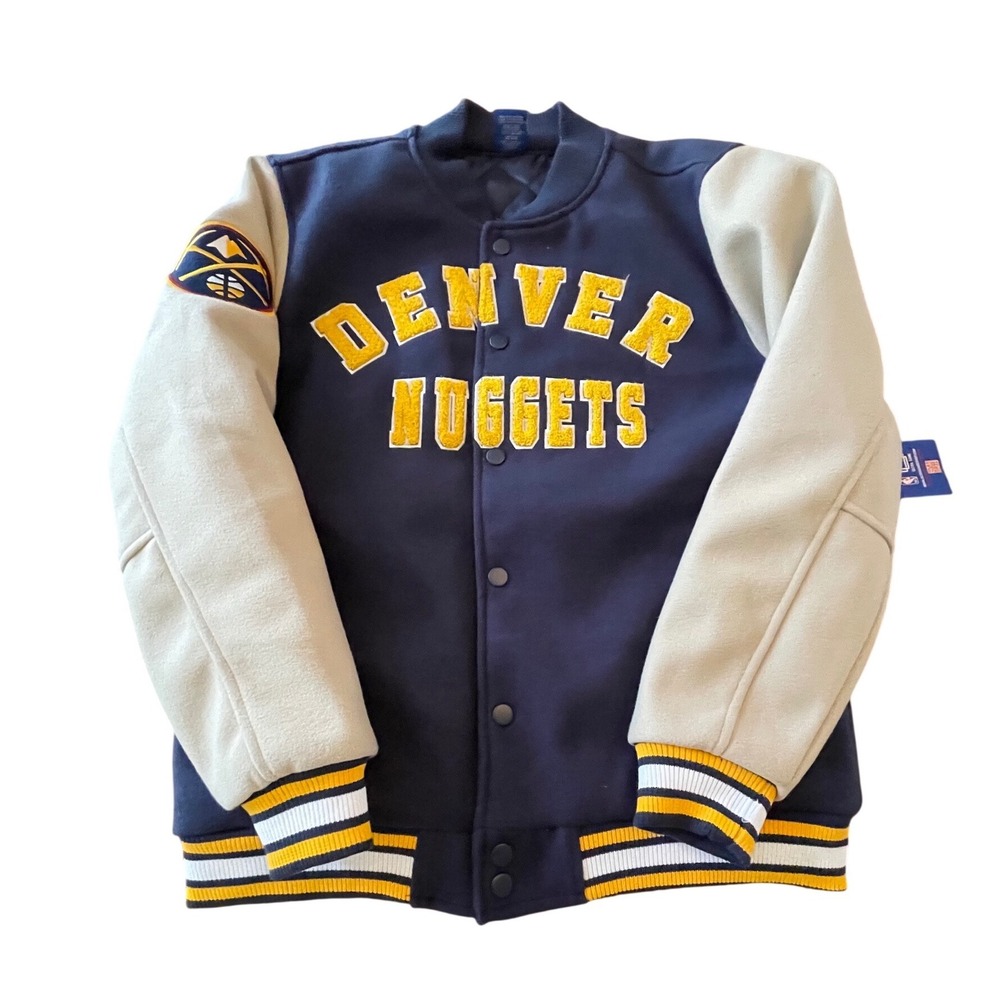 Ultra Game NBA Denver Nuggets Varsity Jacket Navy Pinnacle 2 VOMI334F Mens M NWT